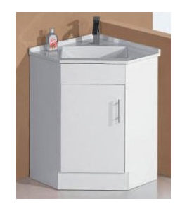 600*600 Gloss White One Door with Handle Floor Mounted Corner Vanity Unit