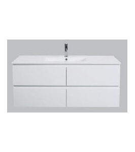 1500 Matte White Four Drawers Wall Hung Vanity Unit - Yoko