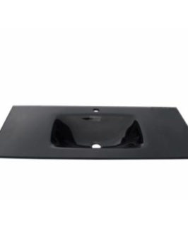 Black Glass Vanity Top with Integrated Basin in One Piece