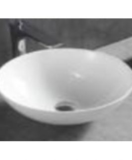 420*420*150mm Gloss White Round Above Counter Marble Stone Basin - Otis