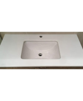 Stone Vanity Top with Undermount Ceramic Basin - Pure White