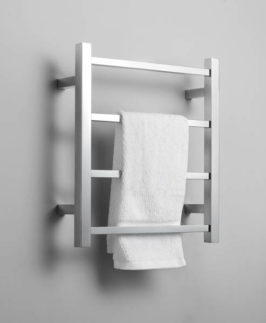 450*500mm Square 4 Bars Polished Stainless Steel 40 Watt Heated Towel Rail