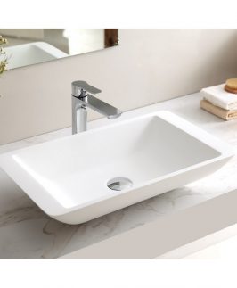 595*345*100mm Matte White Rectangle Above Counter Marble Stone Basin - Monarco