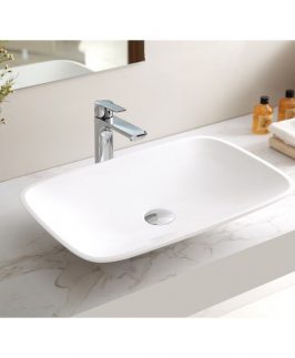 605*385*105mm Matte White Rectangle Above Counter Marble Stone Basin - Urban