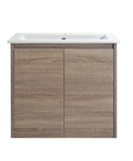 600 Dark Walnut Two Doors Wall Hung Vanity Unit - Grace