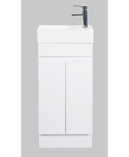 400 Compact Gloss White Two Doors Floor Mounted Vanity Unit - Lucas Slim