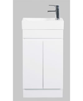 500 Compact Gloss White Two Doors Floor Mounted Vanity Unit - Lucas Slim