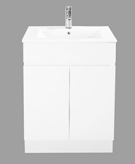 600 Gloss White Two Doors Floor Mounted Vanity Unit - Lucas