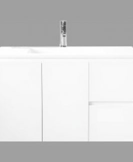 900*360 Compact Gloss White Two Doors Two Drawers Wall Hung Vanity Unit - Lucas Slim