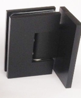 Frameless Shower Glass to Wall Square Hinges Matte Black Finish