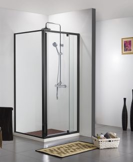 Black 900 Rectangle Framed Pivot Door Shower Screen