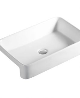 595*370*130mm Rectangle Semi-Recessed Ceramic Basin - Leena