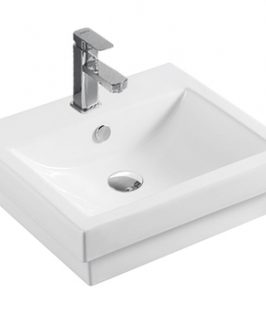 500*435*150mm Rectangle Half Insert with Overflow Ceramic Basin - Megga 2