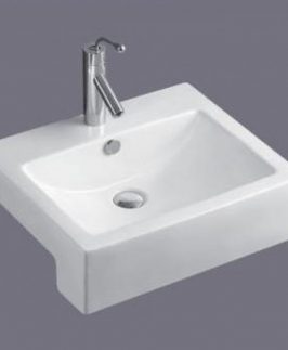 500*440*160mm Rectangle Semi-Recessed with Overflow Ceramic Basin