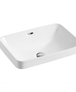 515*365*170mm Rectangle Half Insert with Overflow Ceramic Basin - Nero