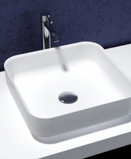 360*360*130mm Gloss White Square Above Counter Marble Stone Basin - Bliss