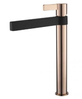 Tall Basin Mixer Rose Gold and Matte Black - Vivo Oro Rosa