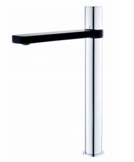 Tall Basin Mixer Chrome with Matte Black - Zenon V2