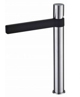 Tall Basin Mixer Chrome with Matte Black - Zenon Noir