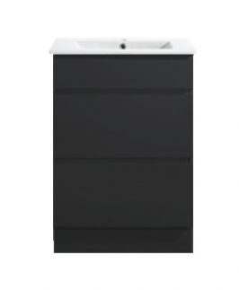 600 Matte Black Two Drawers Floor Mounted Vanity Unit - Core