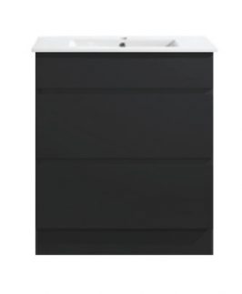 750 Gloss Black Two Drawer Floor Mounted Vanity Unit - Core