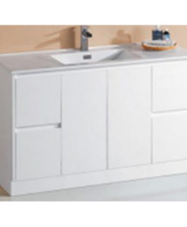 1200 Matte White Two Doors Four Drawers Floor Mounted Vanity Unit - Sammy