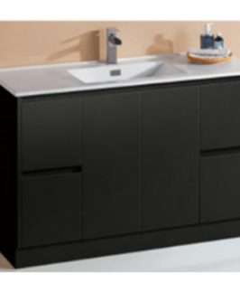 1200 Gloss Black Two Doors Four Drawers Floor Mounted Vanity Unit - Sammy