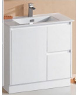 750 Matte White One Door Two Drawers Floor Mounted Vanity Unit - Sammy