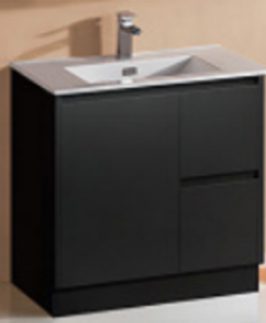 750 Gloss Black One Door Two Drawers Floor Mounted Vanity Unit - Sammy