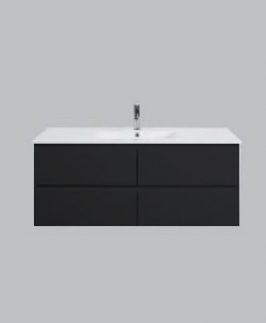 1500 Matte Black Four Drawers Wall Hung Vanity Unit - Yoko