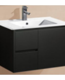 750 Gloss Black One Door Two Drawers Wall Hung Vanity Unit - Willow