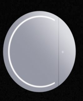 Remer 900*900 One Door Round LED Mirror Shaving Cabinet with Demister - Pearl