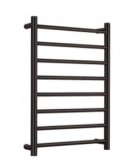 600*700mm Round 8 Bars Matte Black 70 Watt Heated Towel Rail