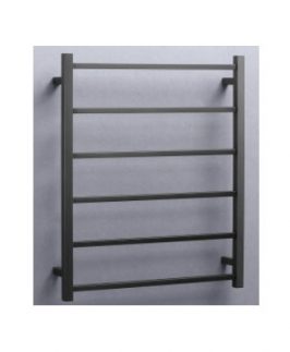 520*680mm Square 6 Bars Matte Black 70 Watt Heated Towel Rail