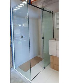 Customised Frameless Sliding Doors Shower Screen With Matte Black Fittings