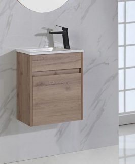 465 Compact Woodgrain One Door Wall Hung Vanity Unit - Revit Slim