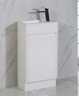 465 Compact Gloss White One Door Floor Mounted Vanity Unit - Brant Slim