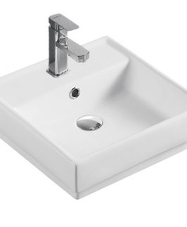 385*385*140mm Square Half Insert with Overflow Ceramic Basin - Niko II