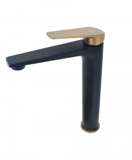 Tall Basin Mixer Matte Black With Brushed Gold - Celsior