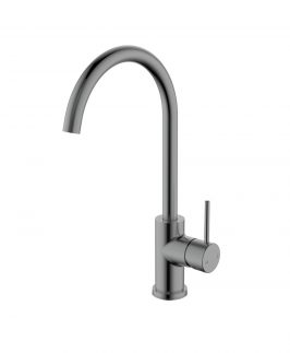 Sink Mixer with Goose Neck and Pin Handle Gun Metal Grey - Hali