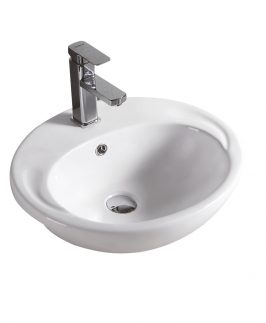 500*430*220mm Oval Semi-Recessed Ceramic Basin - Como