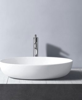 600*400*130mm Matte White Oval Above Counter Marble Stone Basin - Cecily