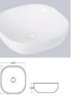 420*420*150mm Square Above Counter Ceramic Basin