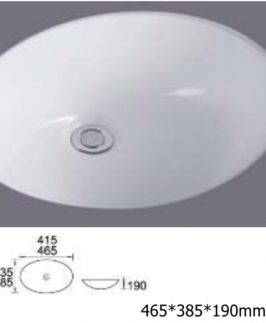 465*385*190mm Oval Under Mount Ceramic Basin