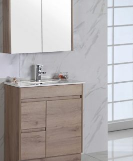 600*360 Compact Woodgrain Two Doors Floor Mounted Vanity Unit - York Slim