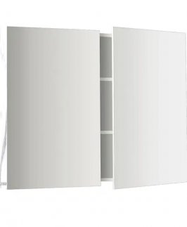 750*750 Matte White Marble Two Doors Polished Edge Mirror Shaving Cabinet Unit - Mars