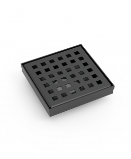 100mm Square Pattern Floor Drains Matte Black - Builders