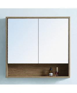 900*750 Dark Walnut Two Doors Polished Edge Mirror Shaving Cabinet Unit - HW