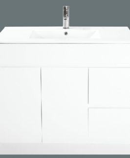 1200*360 Compact Gloss White Two Doors Two Drawers Floor Mounted Vanity Unit - Lucas Slim