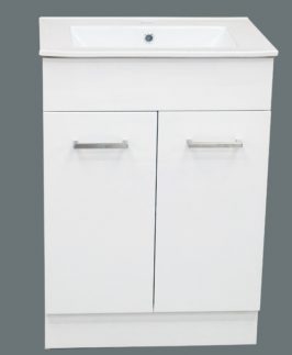 750*360 Compact Gloss White Two Doors with Handle Floor Mounted Vanity Unit - Euro Slim